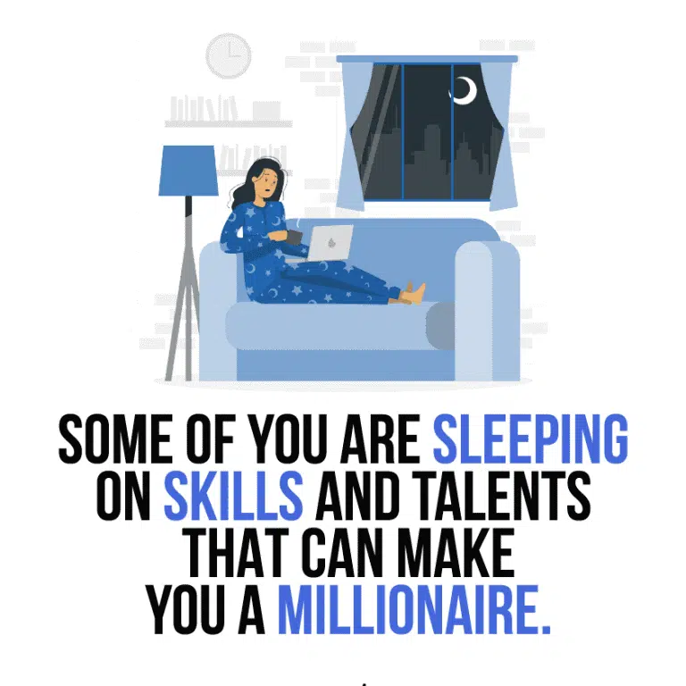 Illustration of a person working on a laptop at night symbolizing untapped blogging and online business skills.