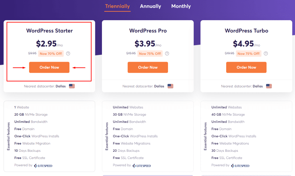 Choose your hosting plan