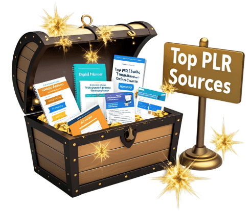 A visual representation of the leading sources for Private Label Rights (PLR) content and resources to sell PLR Products.