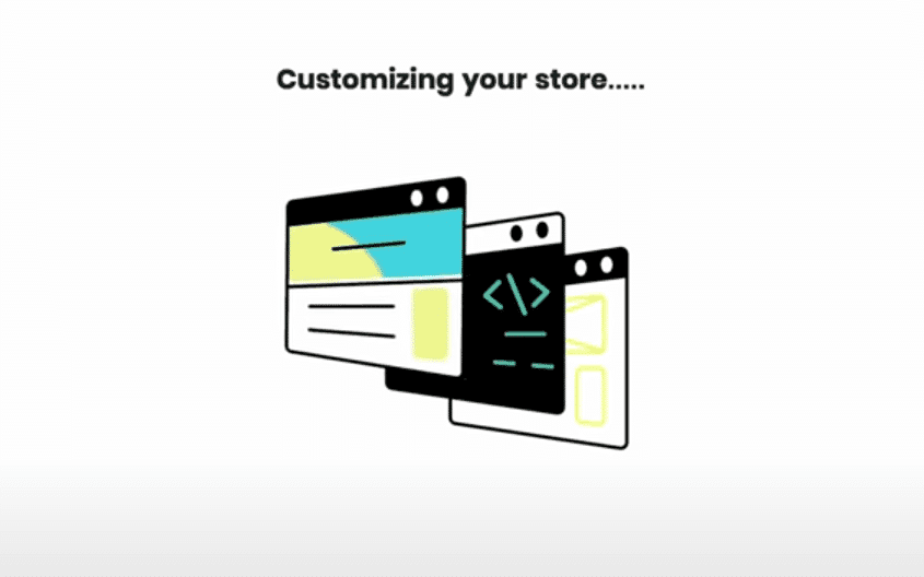 Image depicting a person customizing an online store interface with various design tools and options on a computer screen.