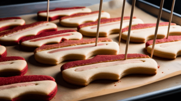 A tray of cookies topped with toothpicks, presented as a creative Father's Day gift idea.