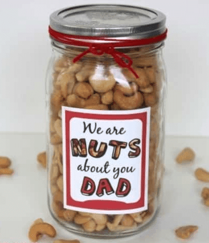 Gift box with "We are nuts about you, Dad" message, ideal for Father's Day celebrations.