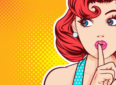 Pop art illustration of a woman with her finger on her lips, symbolizing silence and contemplation about quiet job options.