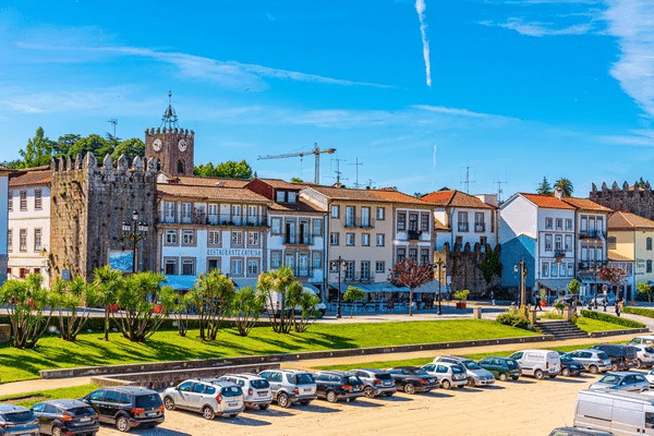 A panoramic view of Vila do Campo, a picturesque city in Portugal, showcasing its charming architecture and landscape.
