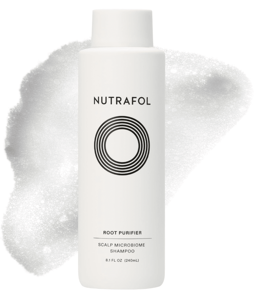 Nutrafol's hydrating shampoo that nourishes and protects hair, promoting strength and vitality.