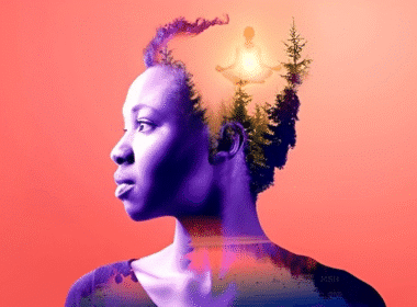 A woman gazes upward with a tree behind her, symbolizing connection to nature in a tarot reading context.