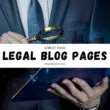 A man in a suit and tie holding a magnifying glass, looking closely at something. The background features text related to legal blog pages from mayawaters.com.