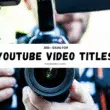 Close-up of a videographer holding a camera with a banner reading “300+ Ideas for YouTube Video Title Ideas,” promoting YouTube video title ideas guide.
