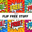 A collection of comic book style freebies, showcasing various items related to "How to Get Free Stuff."