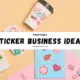 A collection of creative sticker business ideas displayed on a colorful background, showcasing various designs and themes.