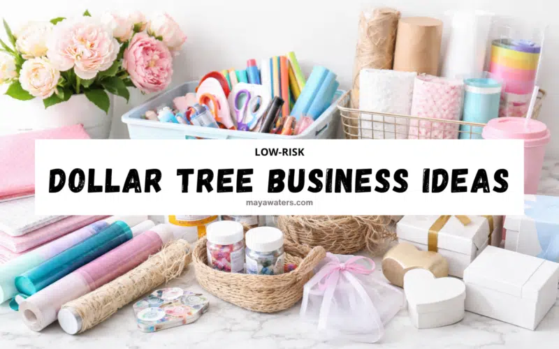 Dollar Tree business ideas featuring low-cost packaging, craft supplies, and organization tools for starting a small business on a budget.