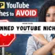 youtube niche ideas to avoid showing banned YouTube niches, demonetization risks, and safe long-term channel topics