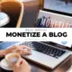 8 best ways to monetize a blog concept featured on laptop screen in a modern café setting