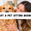 Woman smiling with a golden retriever for a beginner guide on how to start a pet sitting business.