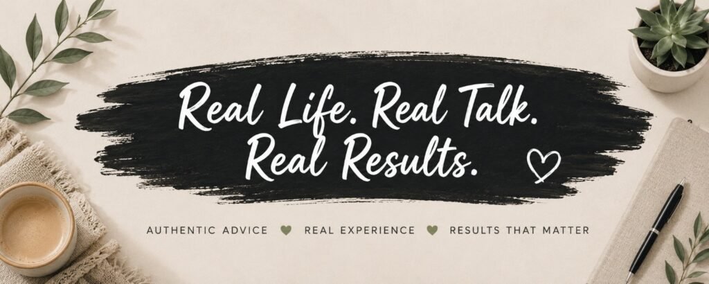 Anti-influencer YouTube banner with real life real talk real results message