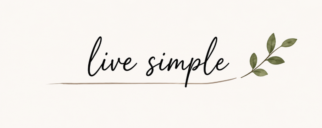 Minimal YouTube banner with live simple text and green leaf illustration
